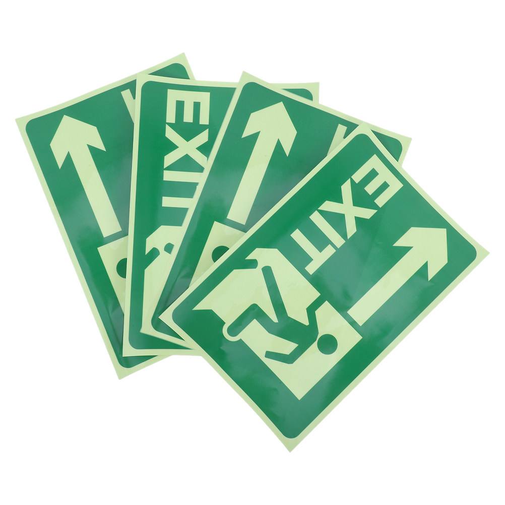 Emergency Exit Sign - 4 قطع من ملصقات الخروج المضيئة،
