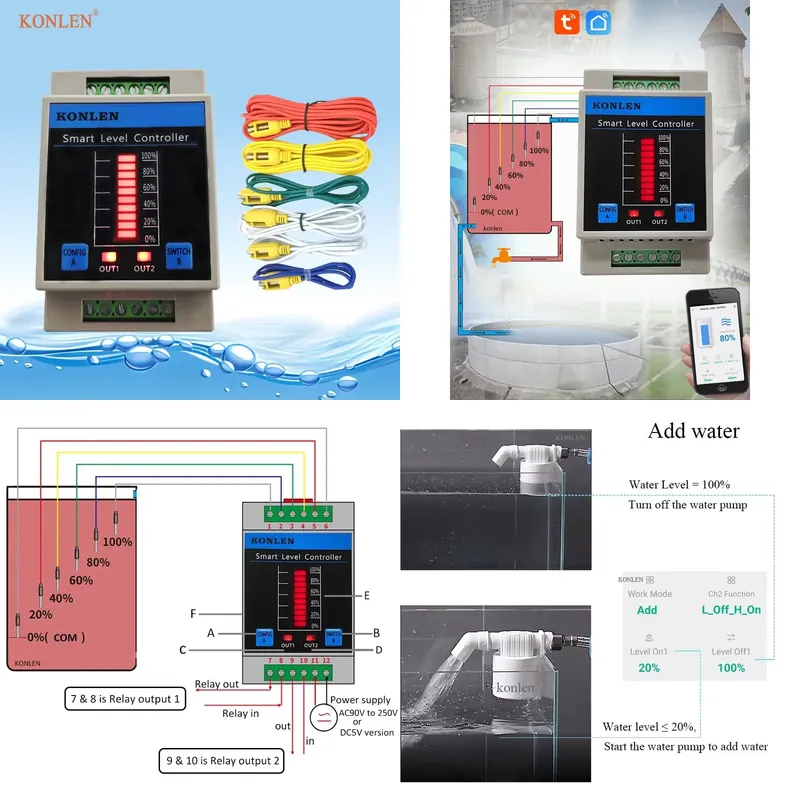 Water Alarm Sensor - جهاز استشعار مستوى المياه KONLEN مع